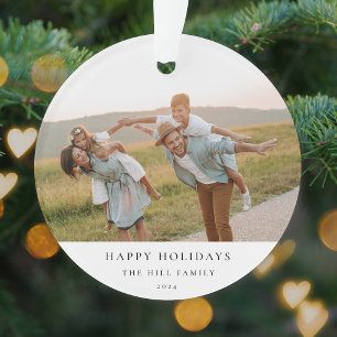 Minimal Elegant Simple   Christmas Family Photo Ornament