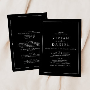 Minimalist   Black All In One Wedding Invitation