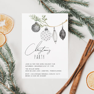 Minimalist Black and White Christmas Party Invitation