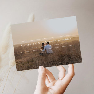 Minimalist modern arch photo Save the Date Invitation