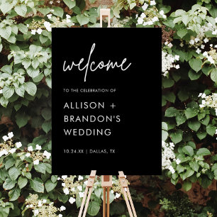 Minimalist Modern Black Wedding Welcome Sign