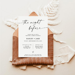 Minimalist Rehearsal Dinner Invite Night Before