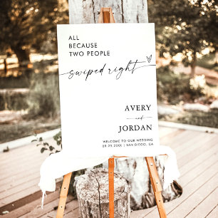 Minimalist Wedding Welcome Sign   Swipe Right Sign