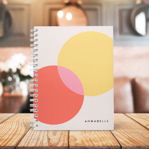 Modern Abstract Circles Red Yellow Pink Minimalist Notebook