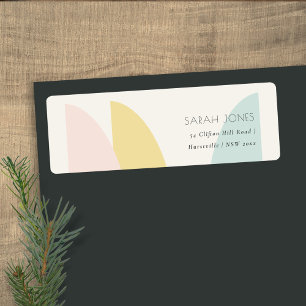 Modern Abstract Yellow Blush Aqua Blue Address Label