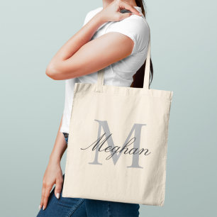 Modern and Elegant Black Personalized Monogram Tote Bag