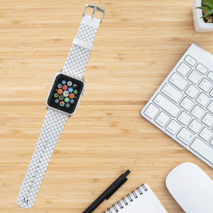 Modern Black and White Lines Pattern Monogrammed Apple Watch Band