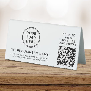 Modern Business Logo QR Code Table Tent Sign