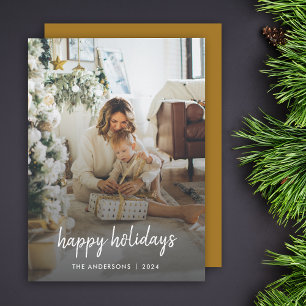 Modern Christmas Stylish Minimalist Script Family Holiday Card