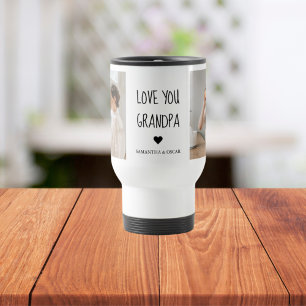 Modern Collage Photo Love You Grandpa Best Gift Travel Mug