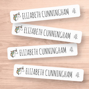 Modern Cute Unicorn Add Your Name Kids' Labels