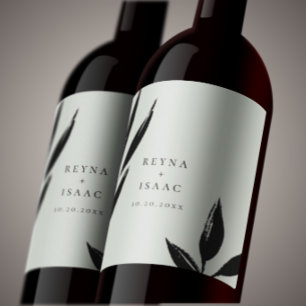 Modern Dark Foliage Personalized Wine Label