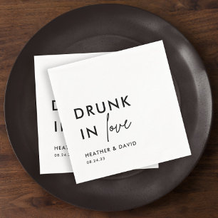 Modern Drunk In Love Personalized Wedding Napkins