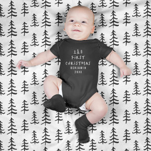 modern elegant baby first christmas baby bodysuit