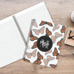 Modern Elegant Monarch Butterfly Monogrammed Notebook