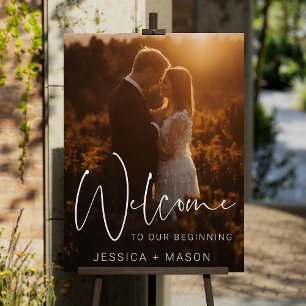 Modern Elegant Script Wedding Welcome Sign