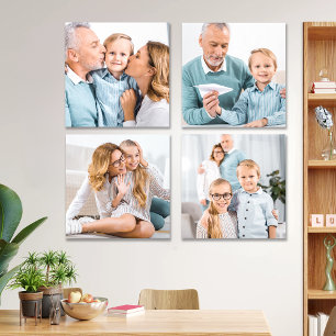 Modern Family Custom 4 Photos Simple Peel & Stick Acrylic Photo Tile