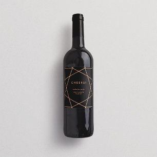 Modern Geometric on Black Wine Label