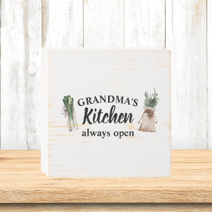 Modern Grandma's Kitchen Is Always Open Best Gift Wooden Box Sign