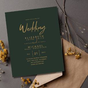 Modern Green Gold Budget Wedding Invites