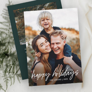 Modern Hand Lettered 2 Photo  Holiday Card