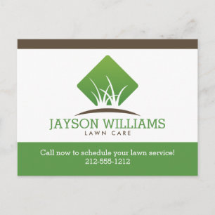 Modern Lawn Care/Landscaping Grass Logo White Postcard