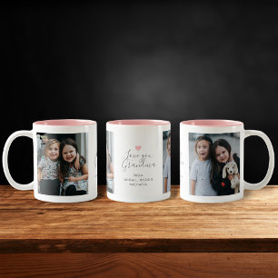 Modern "Love you Grandma" 2-Photo Two-Tone Coffee Mug