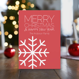 Modern Merry Christmas Snowflake - Non-photo Holiday Card