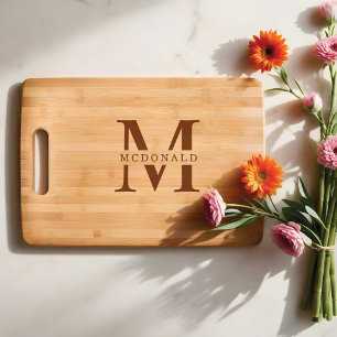 Modern Minimal Custom Monogram Family Name Cutting Board