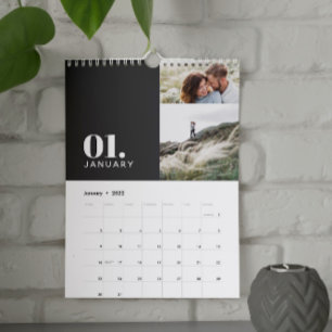 Modern minimal grey multi photo family calendar