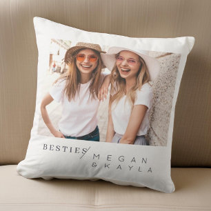 Modern Minimalist Best Friends BFF Photo Throw Pillow