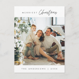 Modern Minimalist, Merriest Christmas Family Photo Postcard