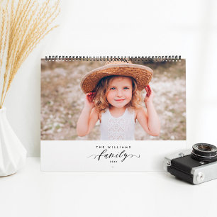 Modern Minimalist Multi Photo Family Memories Calendar