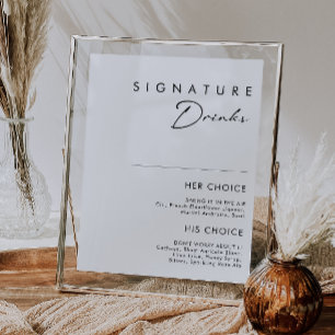 Modern Minimalist Signature Drinks Sign