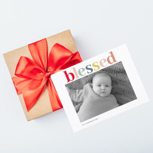 Modern Personal Photo   Colorful Blessed Postcard