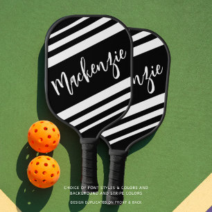 Modern Personalised Striped Custom Colour Pickleball Paddle