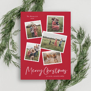 Modern Photo Collage Merry Christmas  Holiday Card