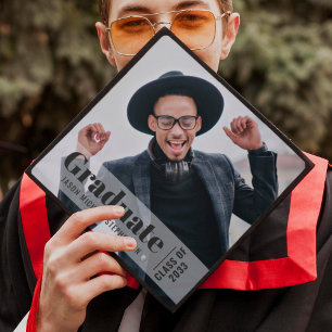 Modern photo overlay simple graduation cap topper