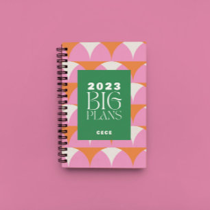 Modern pink green geometric big plans planner