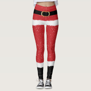 Modern Santa Mrs Claus Costume Cute Fun Christmas Leggings