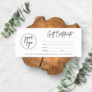 Modern Script Business Gift Certificate With Logo