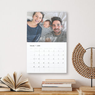 Modern Script CUSTOMIZABLE COLOR Photo Calendar