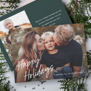 Modern Script Lettering 2 Photo Holiday Card