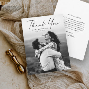 Modern Script Photo Wedding Thank You Card