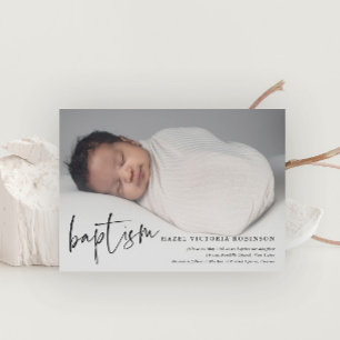 Modern Script Religious Baptism & Christening Invitation