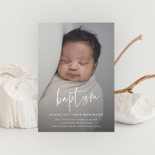 Modern Script Religious Baptism & Christening Invitation