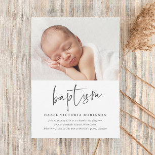 Modern Script Religious Baptism & Christening Invitation