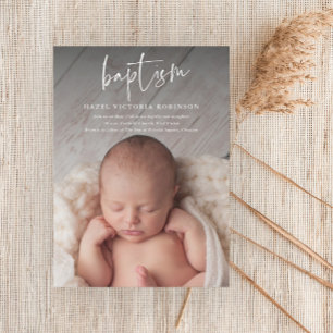 Modern Script Religious Baptism & Christening Invitation