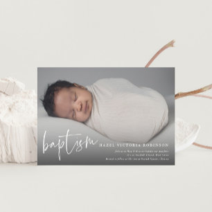 Modern Script Religious Baptism & Christening Invitation