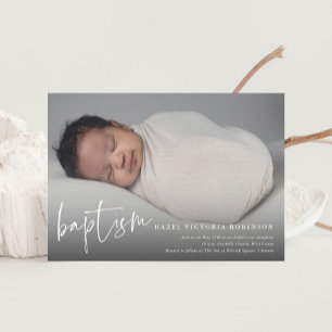 Modern Script Religious Baptism & Christening Magnetic Invitation